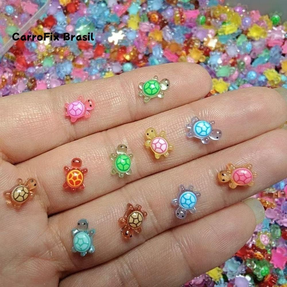 WWAX 100 Peças Mini Animais , Tartaruga Luminosa De Desenho Animado Com Brilho Noturno , Amuletos De Unhas De DIY