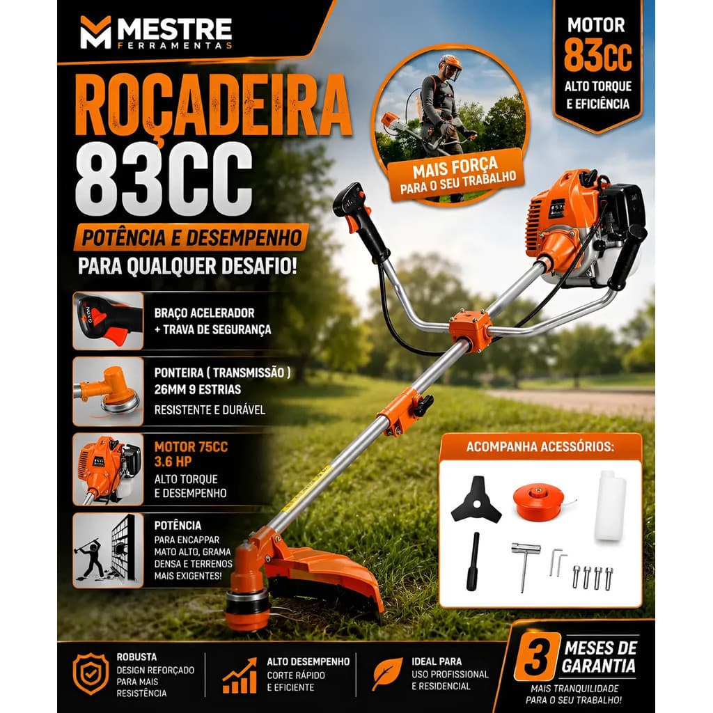 Roçadeira A Gasolina 83cc KASAC Performance Extrema