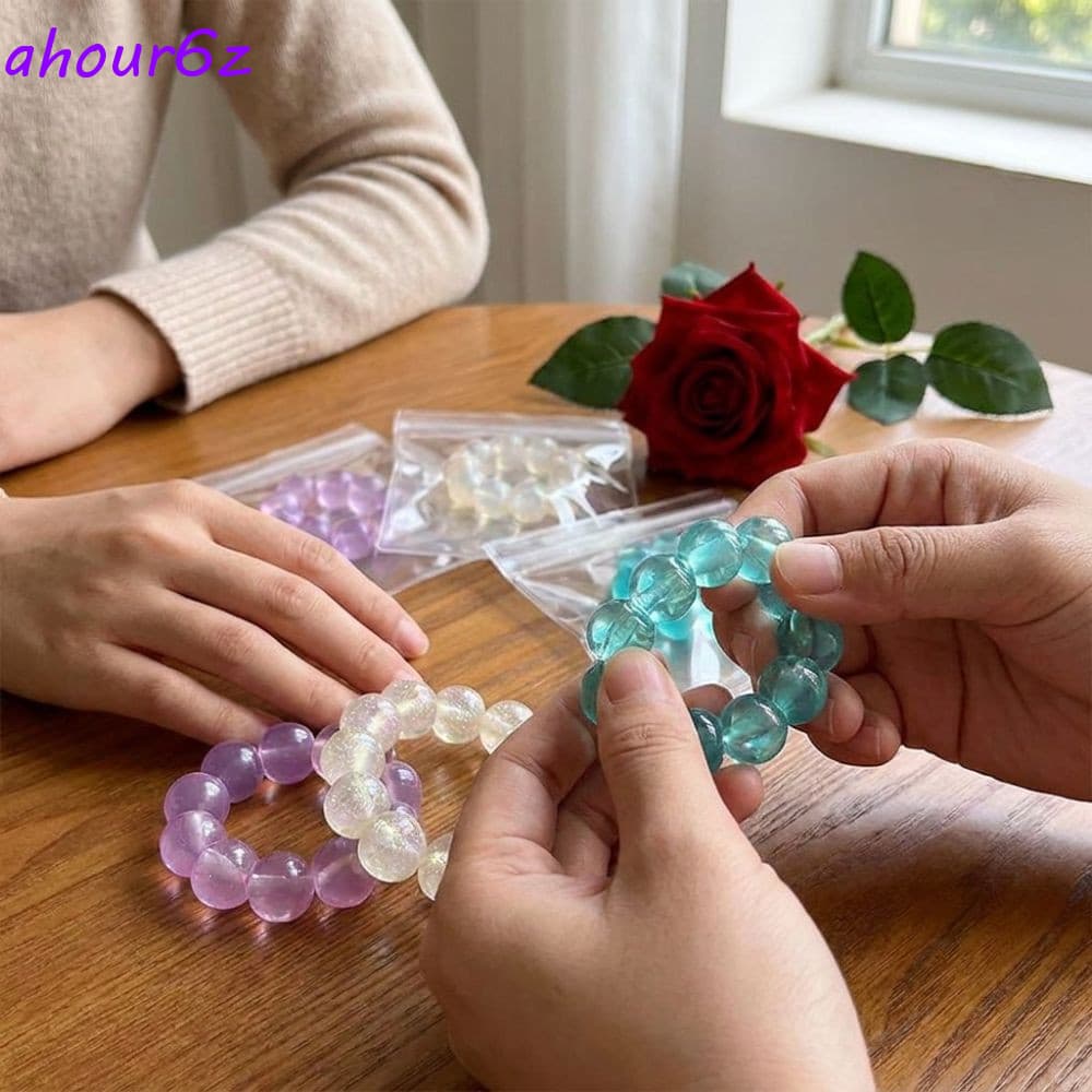 AHOURZ 3 Pcs Pulseira De Aperto De Contas De Cristal , Inquietação Sensorial Macia TPR Elástica Para Estresse