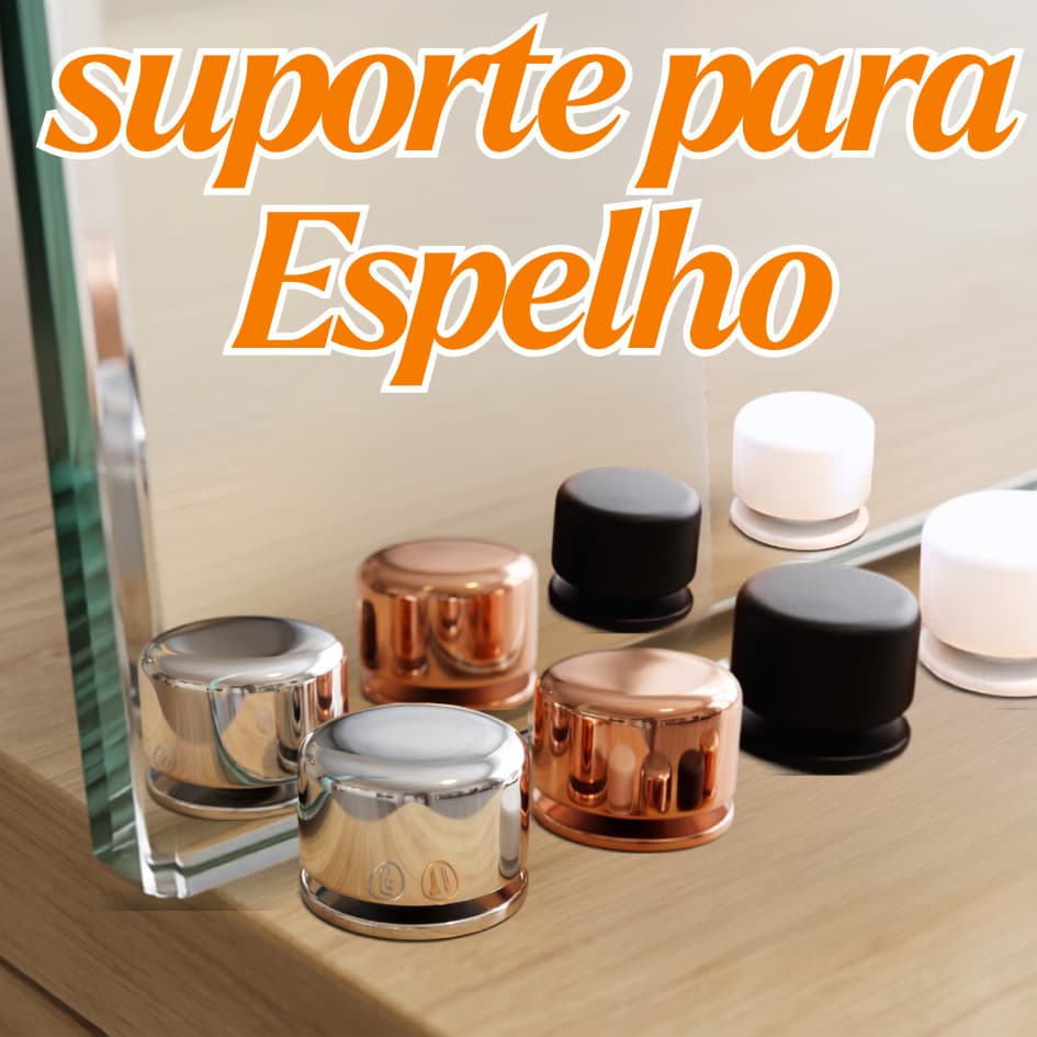 kit 4 peças BOTÃO FRANCES Suporte para Espelho Metal Cromado variado