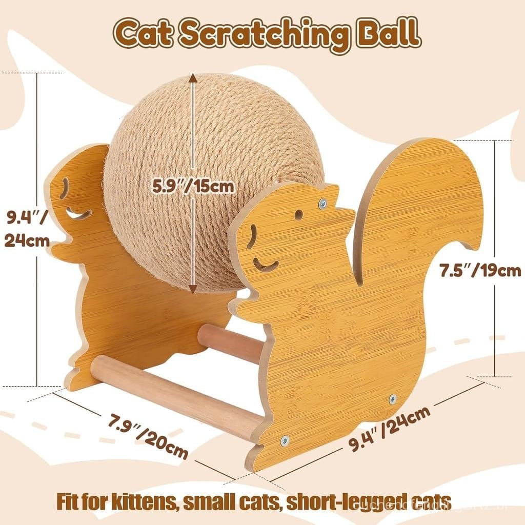 Brinquedo de Bola Arranhadora para Gatos Outamateur, Bola Arranhadora de Sisal com Suporte Estável e Bonito, Brinquedo I
