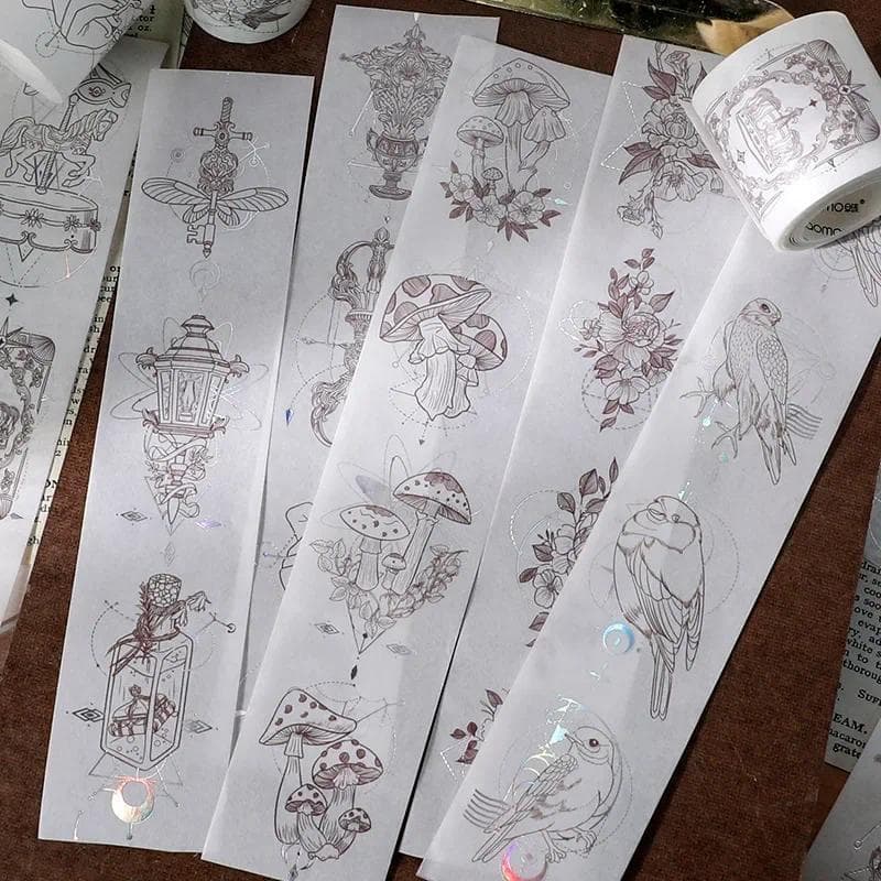 1 Rolo De Notas Do Mar Oeste Série Washi Fita Laser Prata Simples Estilo Ins Manual Diário DIY Liberação Decoração Adesi