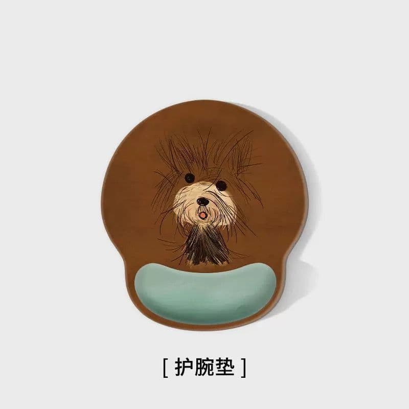 [Estoque pronto] Bonito rabisco filhote de cachorro pulso Mouse pad menina almofada de pulso antiderrapante escritório p