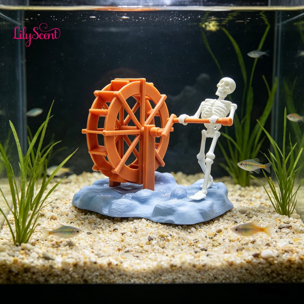Aquarium Decoration Bubble for Fish Tank Dynamic Skeleton Bubbler – Air-driven Moving Ornament Spooky Decorative for O