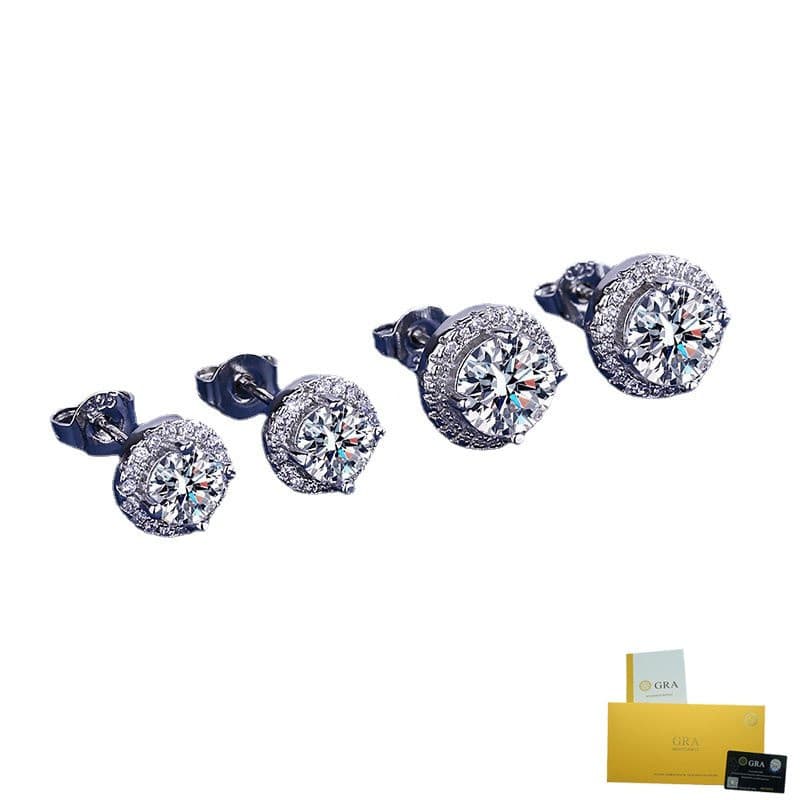 Com Certificado Gra-Brincos De Diamante Redondos Elegantes Simples Clássicos