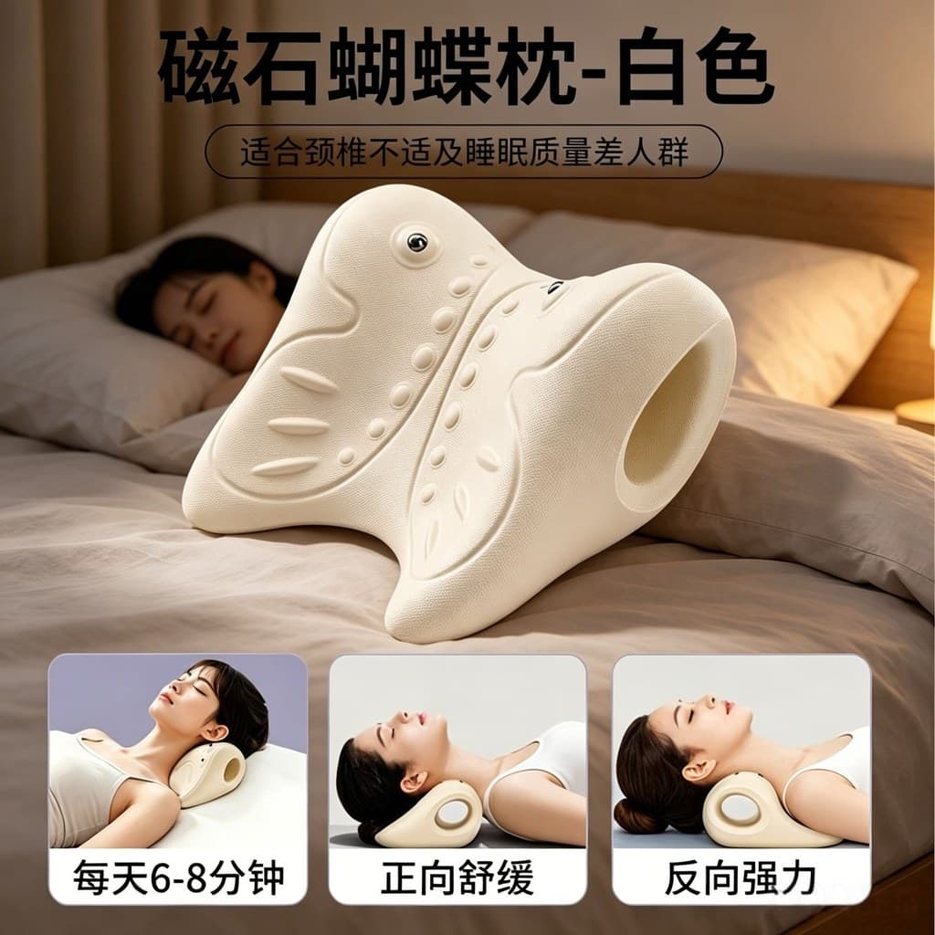 [Estilo magnético] Travesseiro de massagem para coluna cervical Correção de pescoço de alongamento # [Estilo magnético]