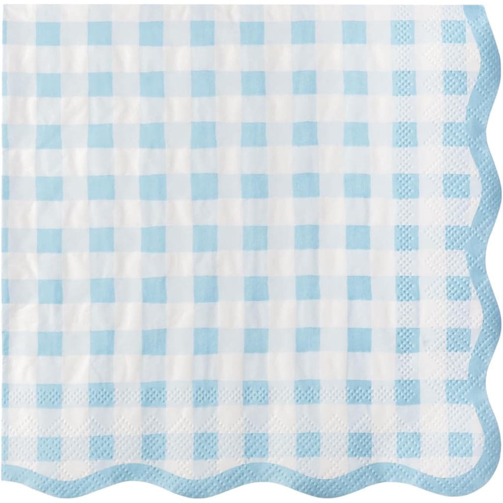 Bonjourfêtelightblueginghampapelpartydinnernapkins | PremiumPartySupplies Chuveiros De Bebê , Panela , Festas De Chá E R