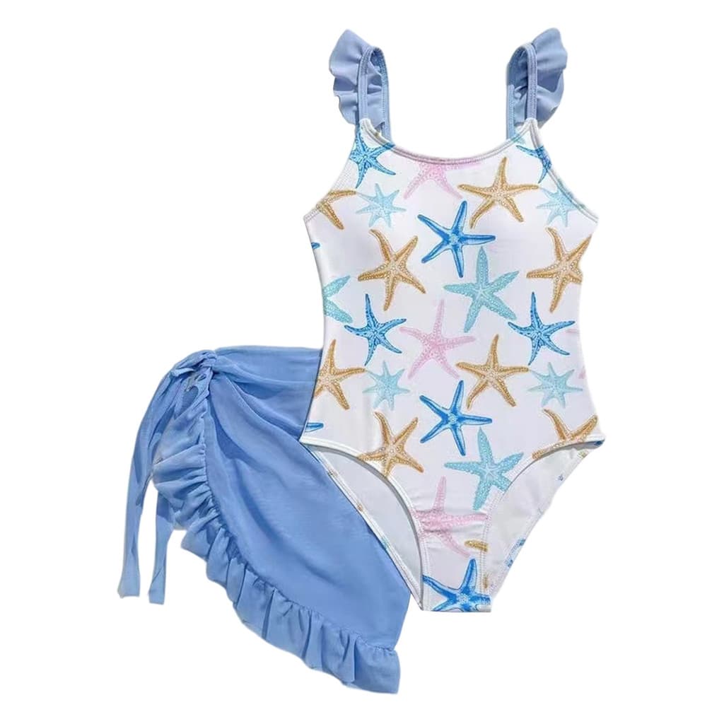Maiô Feminino Com Estampa De Cavalo Marinho E Estrela Do Mar , Peça Única Saias , Roupa Infantil