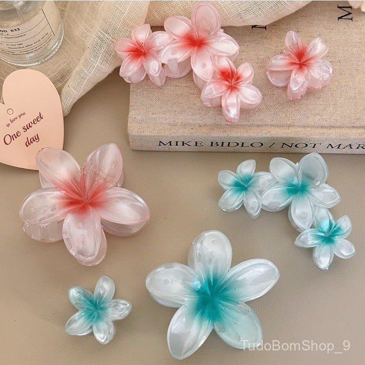 Presilha de cabelo estilo sereia, presilha de três posições, cor floral de princesa, presilha de cabelo estilo tubarão,