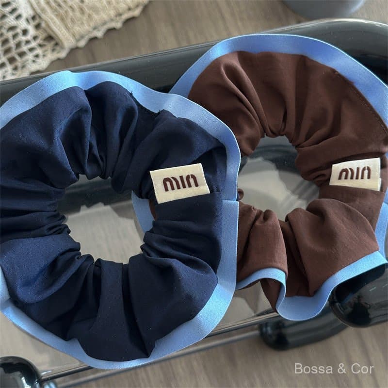 Elástico de Cabelo Azul Marinho Estilo Universitário, Acessório de Cabelo Moderno e Elegante, Scrunchie Sofisticado, Ane