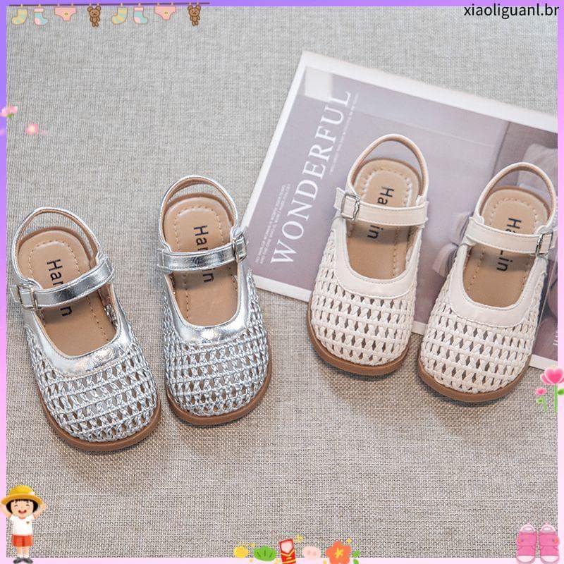 Van Guaihu 2026 Meninas Sandálias Sandálias de Verão Oco Feminino Sandálias de Bebê Tecido Sapatos Romanos Sapatos de Pr