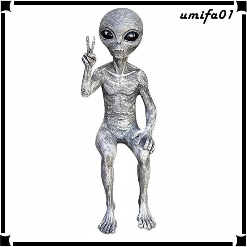 [Umifa] Escultura De Jardim Alienígena De Resina Estatueta Decorativa Compacta Para Pátio Externo Ou Decoração De Casa I
