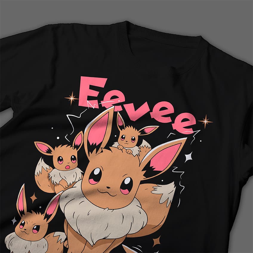 Camisa Eevee Coleção Pokémon Estampa Fofa 100% Algodão Confortável Envio Rápido
