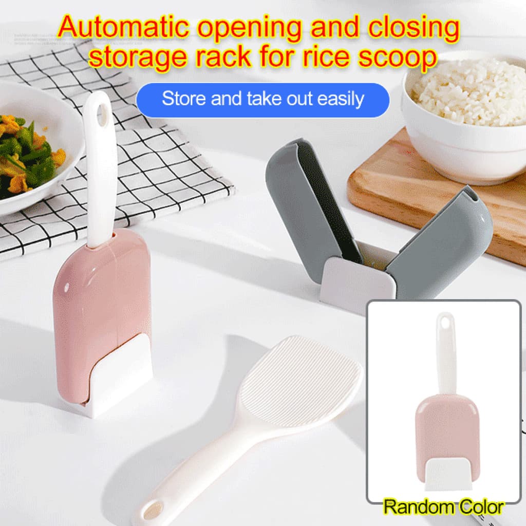 [Fácil de Limpar] Colher de Arroz Automática Anti-Poeira com Suporte