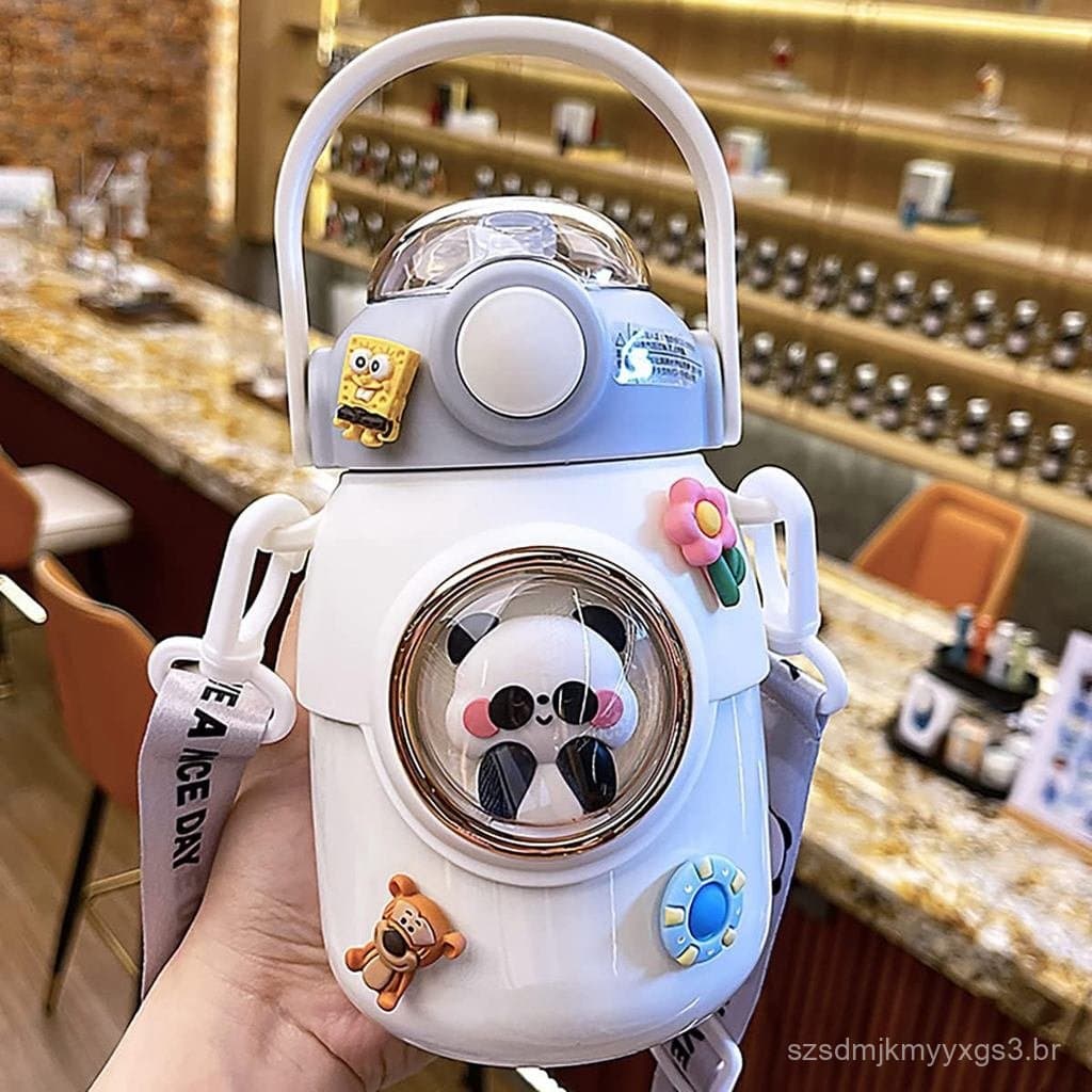 NCDUANSAN 700ML Copo Térmico Kawaii em Aço Inoxidável 316, Garrafa Portátil com Canudo para Meninas, Ideal para Atividad
