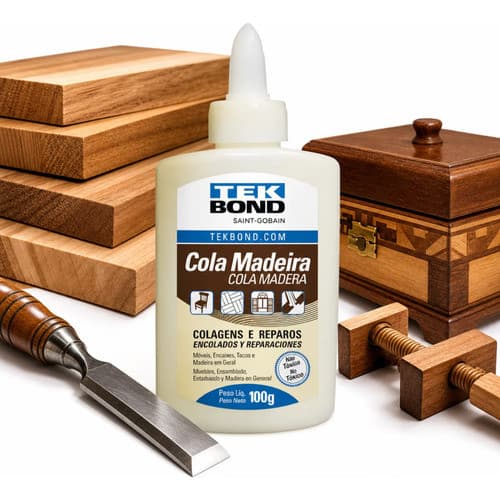 Cola Madeira Tekbond 100g Pva Secagem Rápida Amarelo Mdf Móveis Reparo Artesanato Marcenaria Encaixe