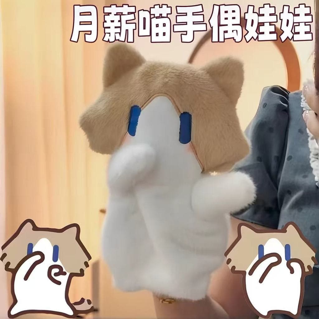 Fantoche de mão de gato "salário mensal" favorito de celebridades da internet, brinquedo antiestresse, pelúcia de gato "