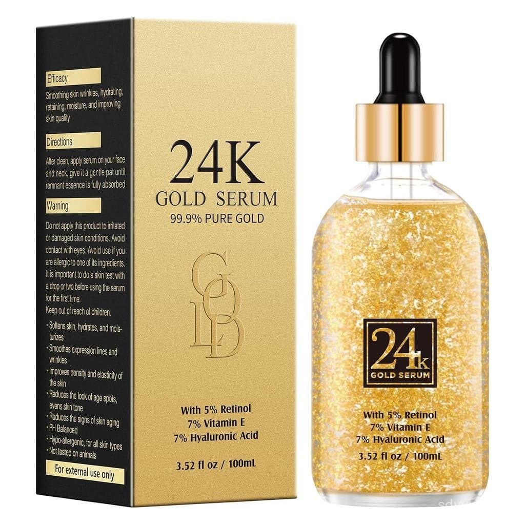 Sérum Facial de Ouro 24k de Alta Qualidade em Promoção, Contém Retinol, Vitamina E, Ácido Hialurônico, Adequado para Tod