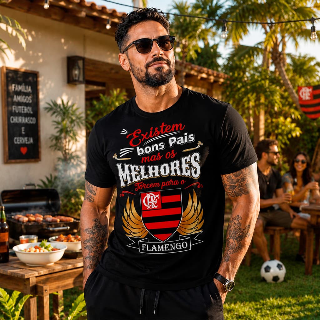 Camiseta Para Pais Camisa Dia Dos Pais Presente Time Rubro Algodão Oferta Lançamento Plus Size