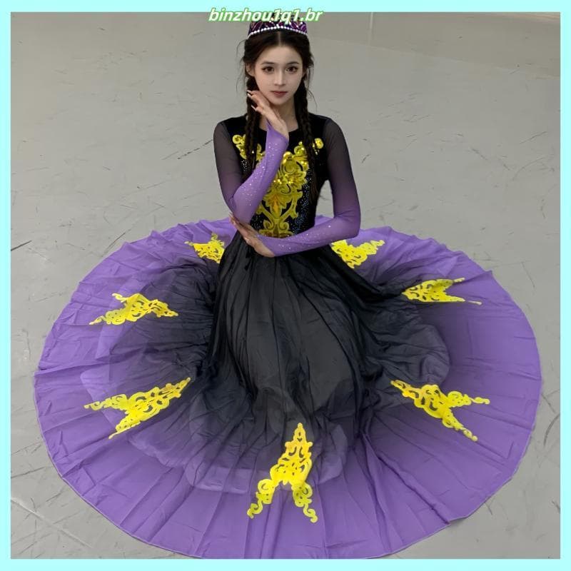 Xinjiang dança desempenho traje feminino Drama malha étnica Wei desempenho étnico arte exame prática saia terno grande s