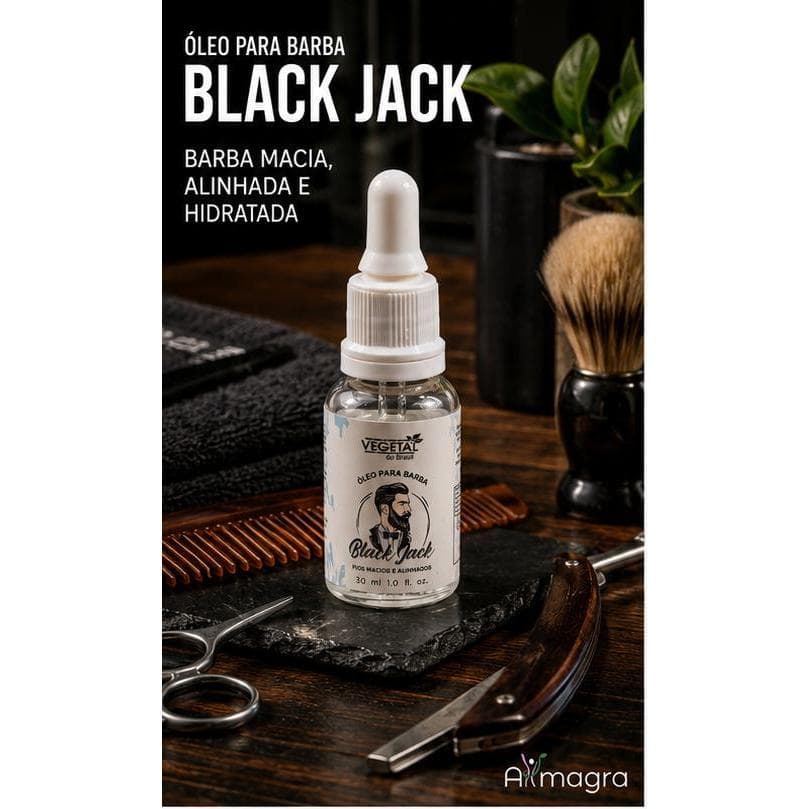 ÓLEO PARA BARBA BLACK JACK – VEGETAL DO BRASIL | HIDRATAÇÃO | NUTRIÇÃO | BRILHO | BARBA MACIA | 30ML