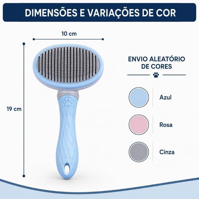 Escova Pet Autolimpante Removedor de Pelos Massageadora - Cores Sorteadas