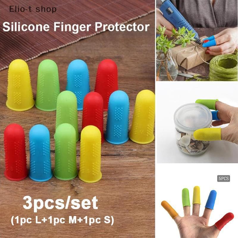 Elio-t 3Pcs Silicone Anti-Corte Resistente Ao Calor Protetor De Dedos Tampa Ferramenta De Cozinha COD