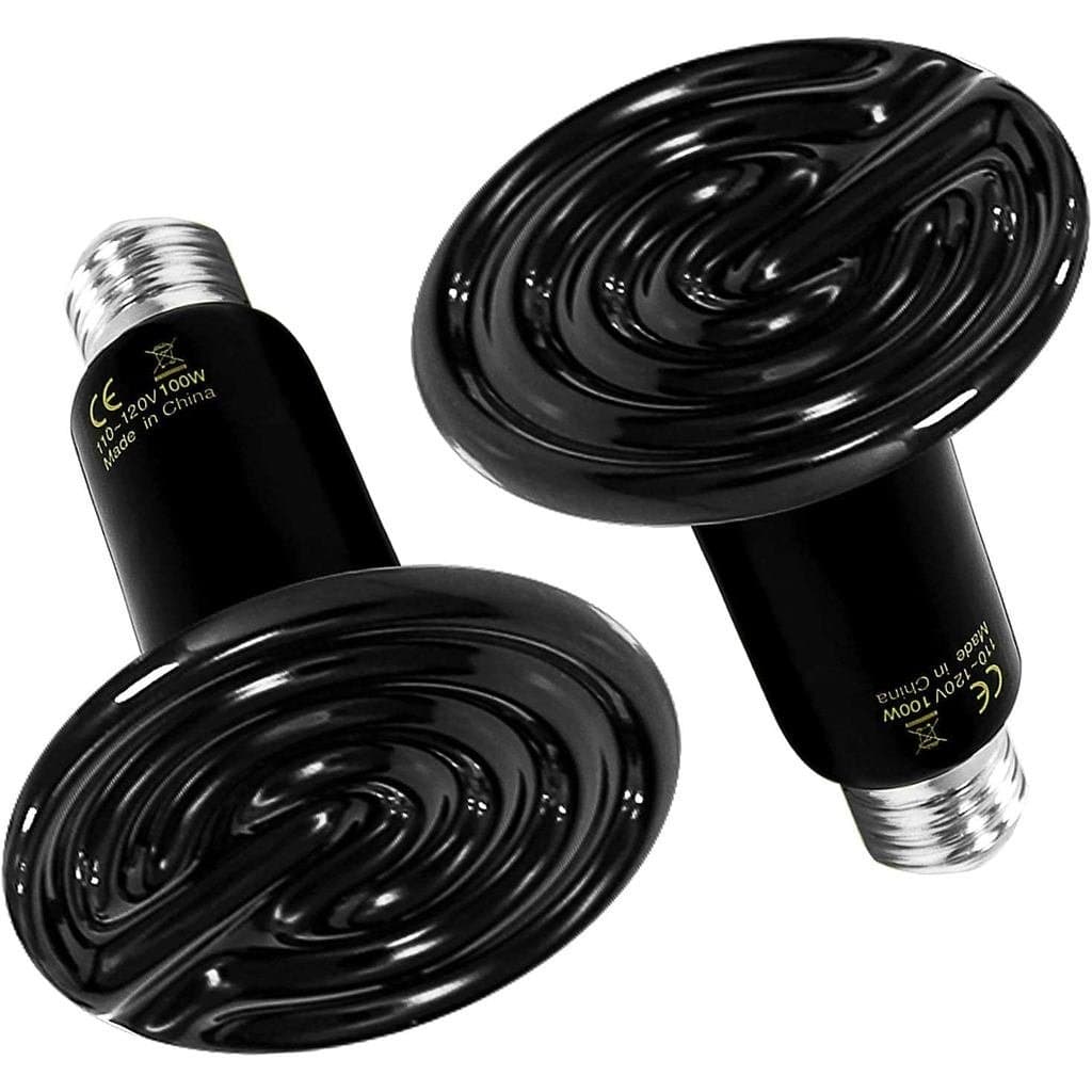 Lâmpada de Aquecimento para Répteis HealSmart 100W, Pacote com 2 Emissores de Calor Cerâmicos, Lâmpadas de Aquecimento S