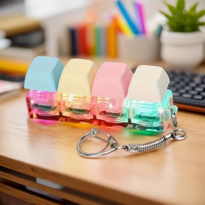 [Estoque pronto] Chaveiro com botão de descompressão luminoso transfronteiriço Macaron Color Ferramenta útil de descompr