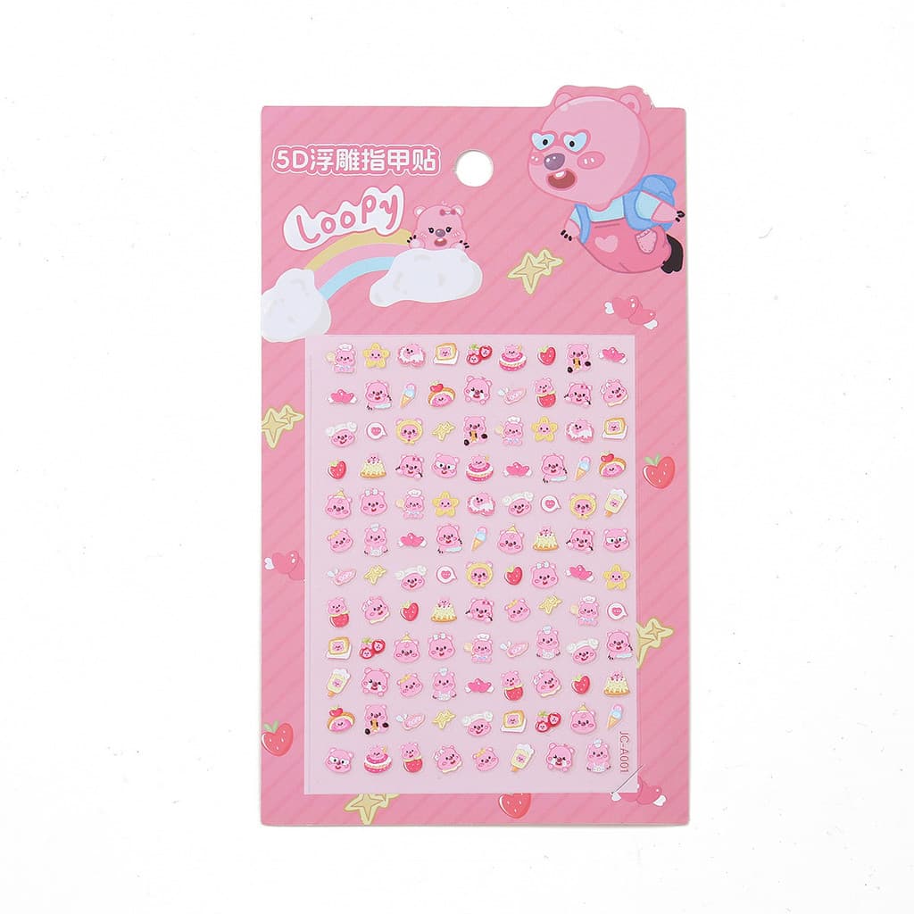 Adesivos de decoração de unhas à prova d'água com desenhos animados, adesivos de unhas em relevo 5D para crianças e meni