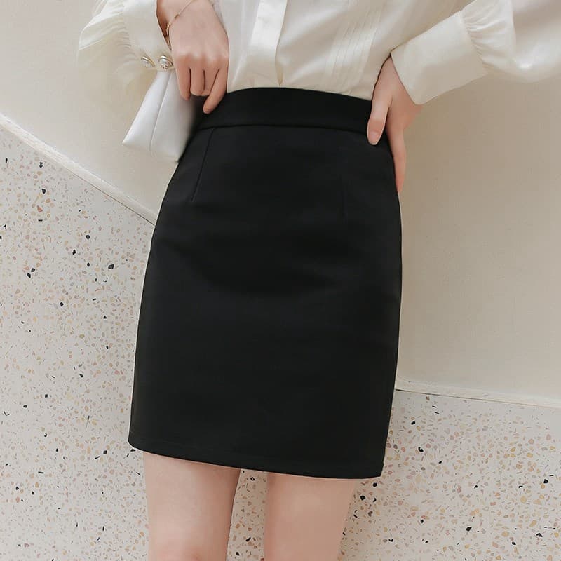 Primavera outono verão saia preta feminina 2026 novo estilo Hip saia Workwear saia curta OL Commuter All-Match saia prof