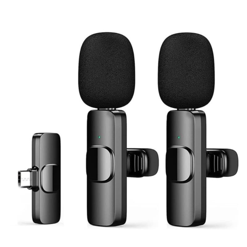 Microfone Sem Fio de Lapela com Redução de Ruído para iPhone e Android Tipo C Áudio Profissional
