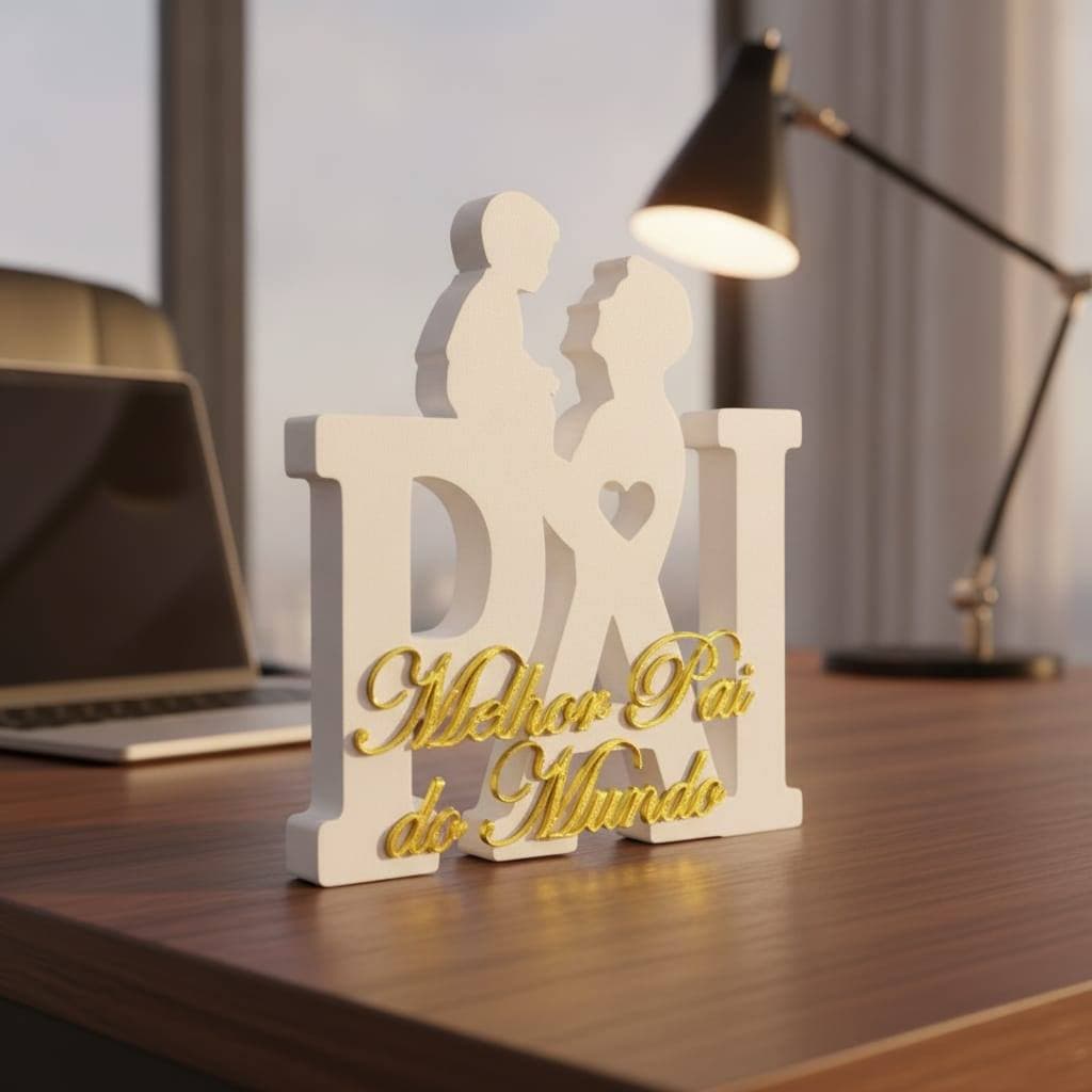 Enfeite Decorativo Pai e Filho Dia dos Pais Presente para Pai Mesa Escritório 15cm