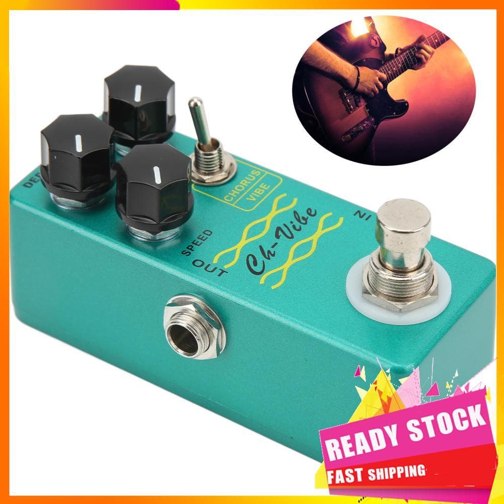 Gfgfgfgg Pedais de efeito de guitarra 2 em 1, coro elétrico vibrato com interruptor true bypass, acessórios para