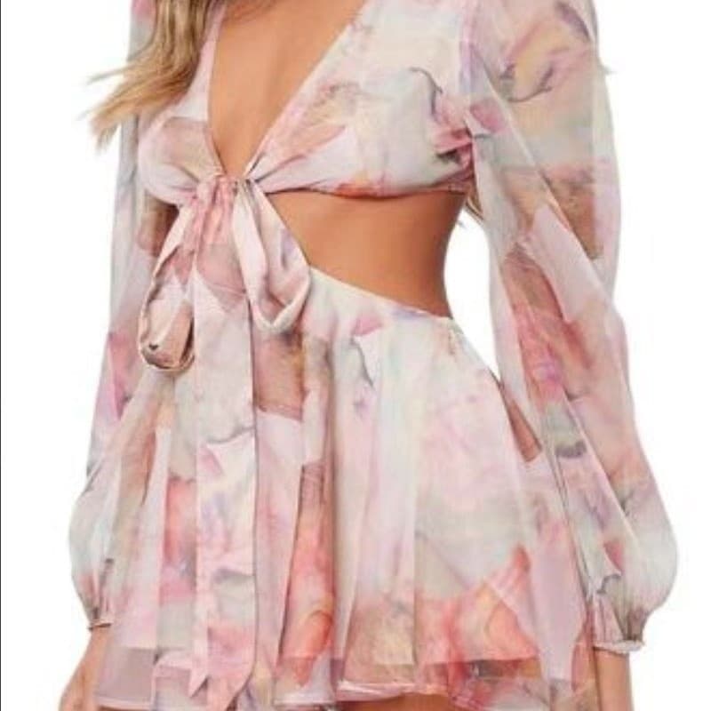 Verão feminino Casual macacão Bloomers mangas atadas cintura oca Chiffon macacão elegante