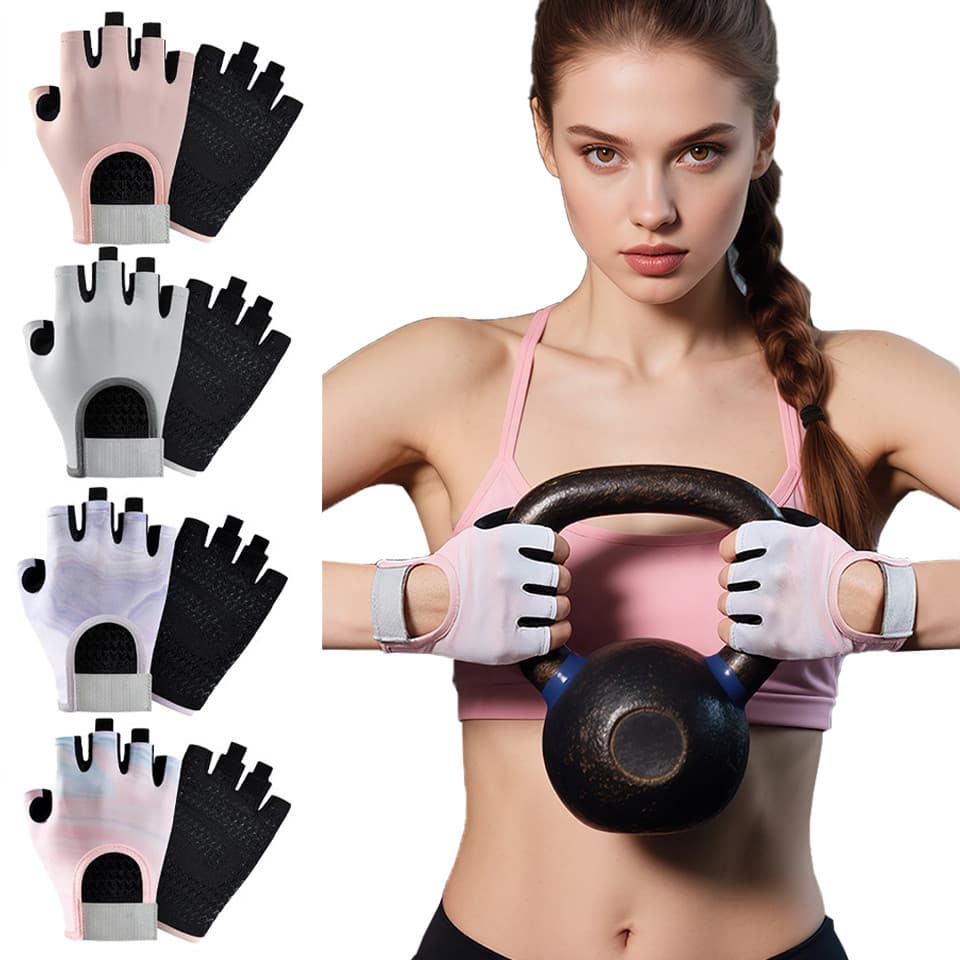 AOLIKES 1 Par De Luvas De Meio Dedo Antiderrapantes Resistentes Ao Desgaste Ajustáveis Respiráveis Para Ciclismo Fitness