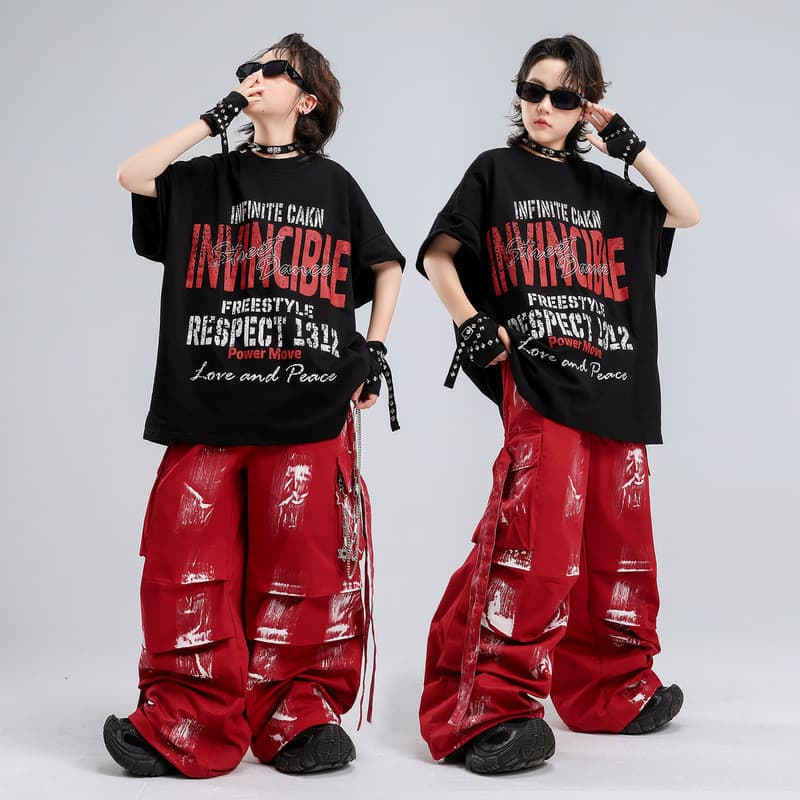 Meninos dança de rua street Wear desempenho traje crianças Hip-Hop legal bonito americano terno de manga curta roupas in
