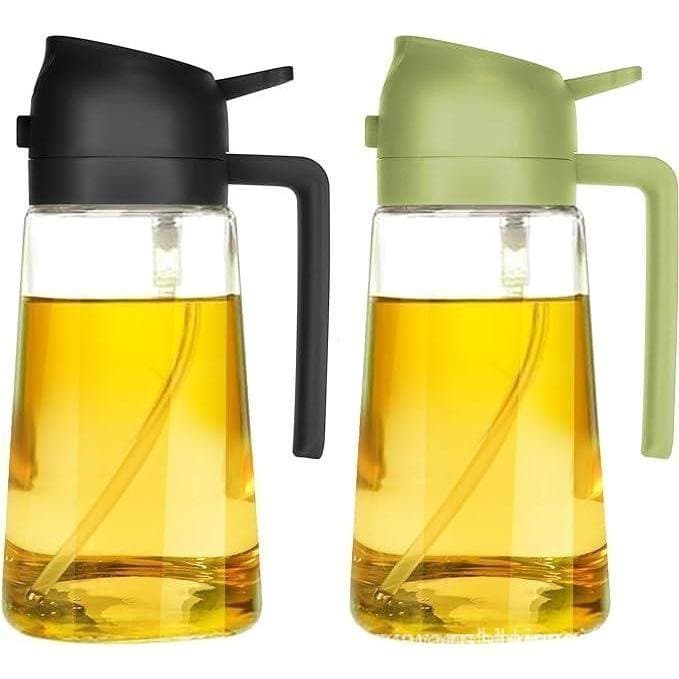 Dispensador e Pulverizador de Azeite 2 em 1 para Cozinha, Garrafa de Vidro Premium de 16oz para Cozinhar, Air Fryer, Sal