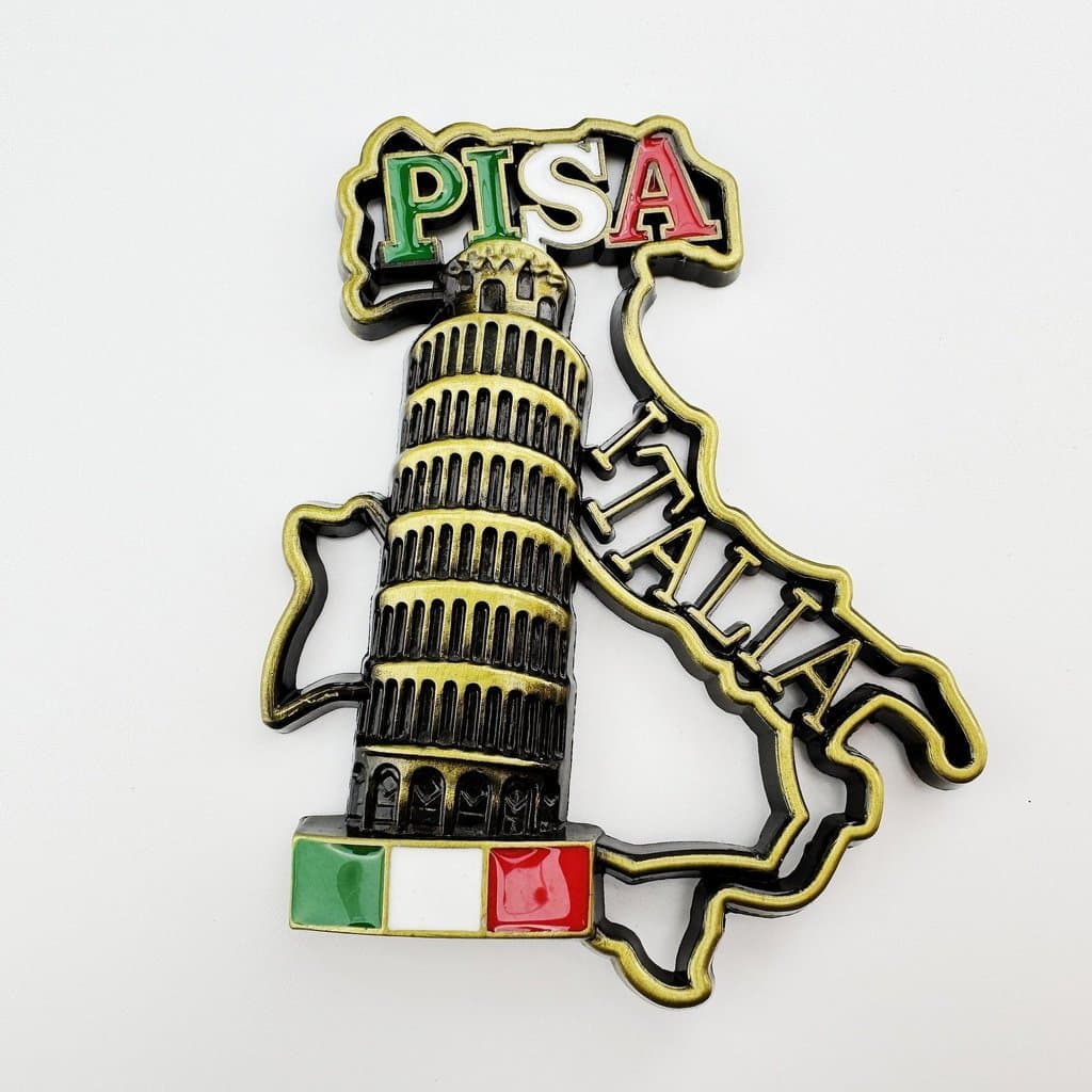 Metal itália torre inclinada de Pisa letras Cultural criativo geladeira adesivos tridimensionais adesivos magnéticos lem