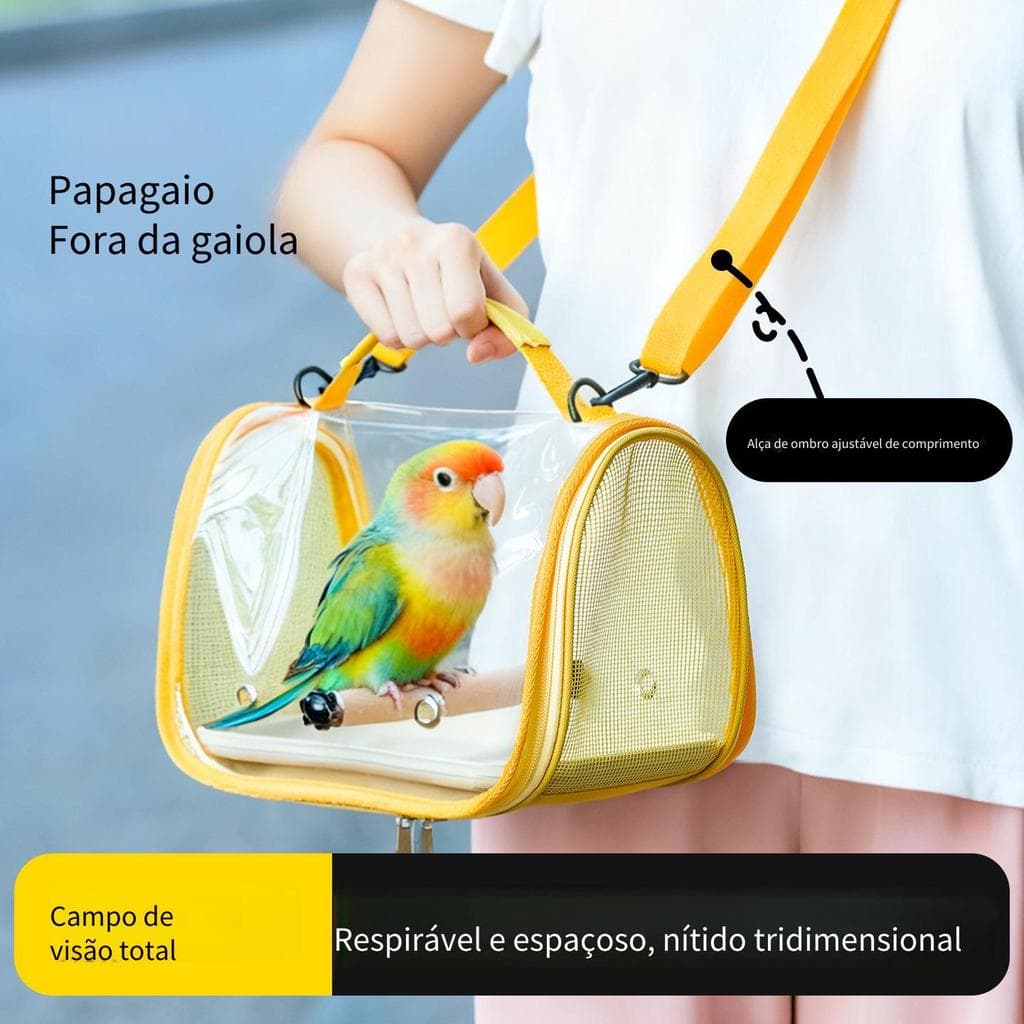 Bolsa Portátil Para Transporte De Papagaio 360 ° De Ombro Respirável Com Gaiola De Viagem Panorâmica Transparente Animai