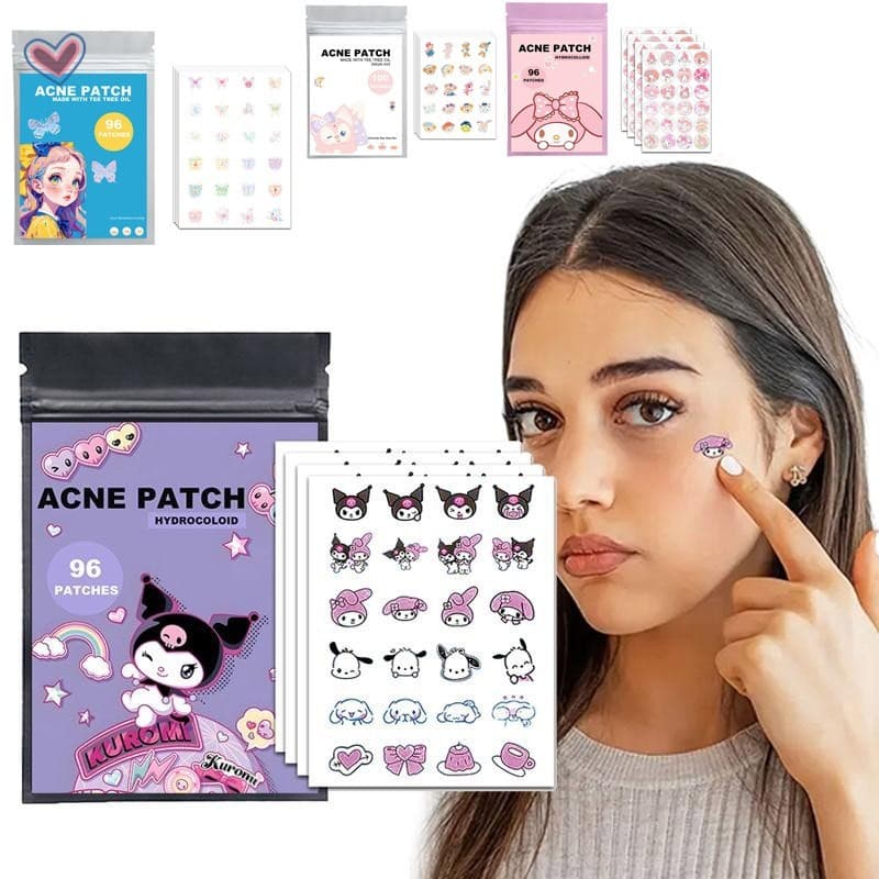 96pcs Kuromi Butterfly Pimple Patch-Adesivos Coloridos Invisíveis Para Acne Cuidados Faciais