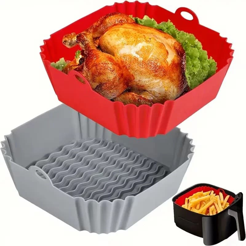 2/4 peças de forros reutilizáveis quadrados para air fryer, adequados para air fryers de 5-8 quartos, forros antiaderent