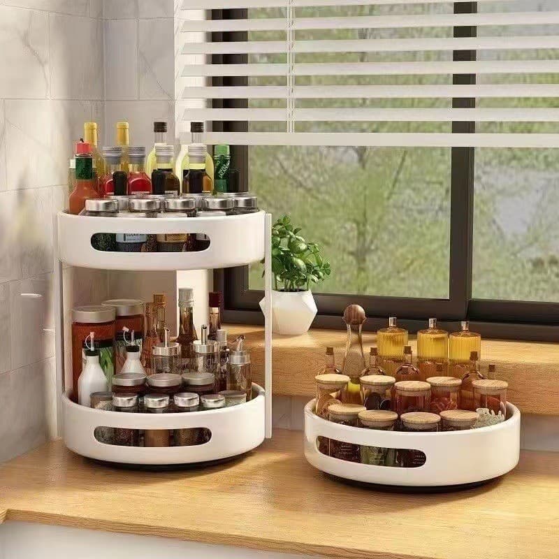 Rack de condimentos giratório de 360 graus Condimento de cozinha Caixa de armazenamento de condimentos multifuncional Ra