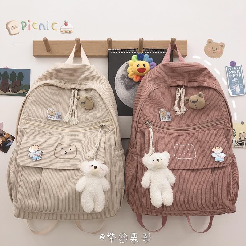 Mochila feminina versão coreana ins veludo estilo Preppy menina Harajuku júnior escola secundária estudante mochila femi
