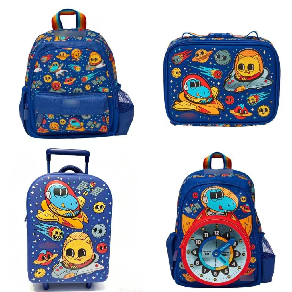 Relógio azul australiano UFO mochila estudantes da escola primária mochila de grande capacidade crianças saco de lazer a