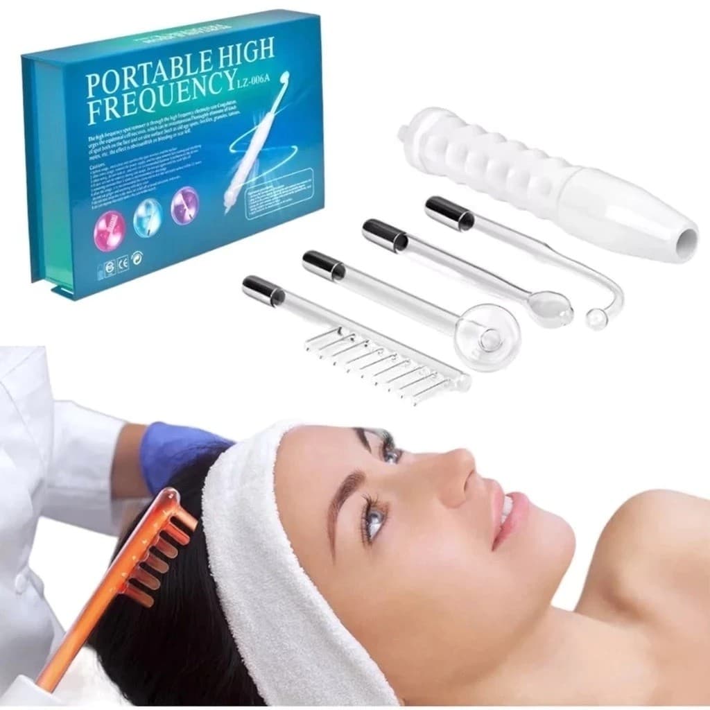Dispositivo Portátil De Alta Frequência Para Limpeza De Pele , Tratamento Facial E Capilar , 4 Eletrodos , Eletroterapia