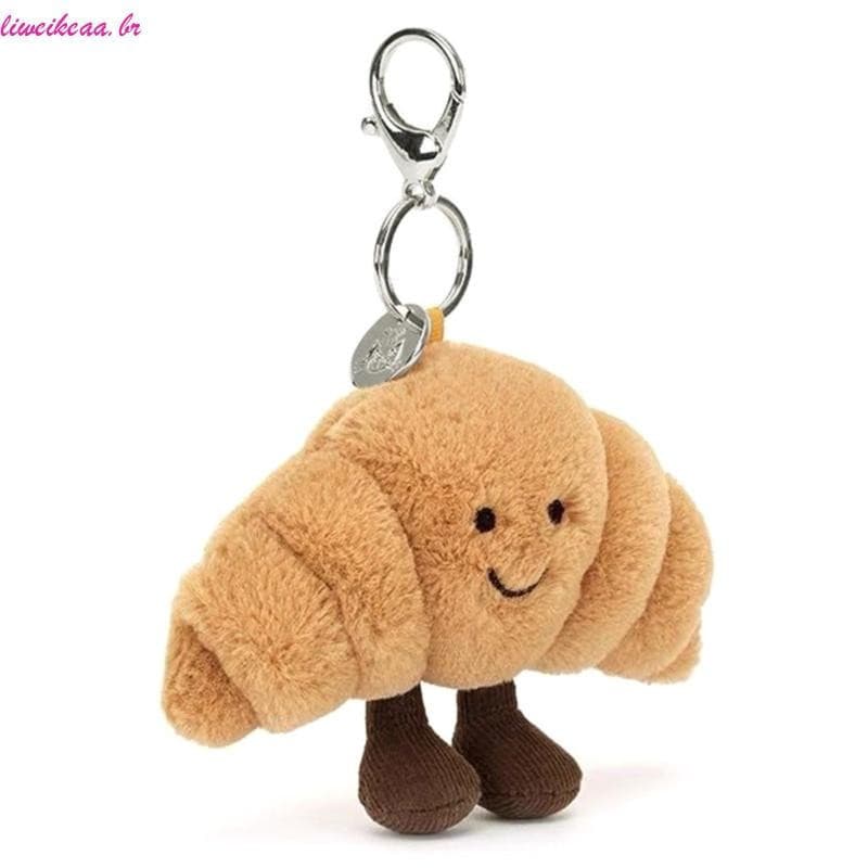 Liweikea Portátil Pelúcia Croissant Pão Carteira Acessório Elegante Chaveiro Pingente Saco Ornamento Para