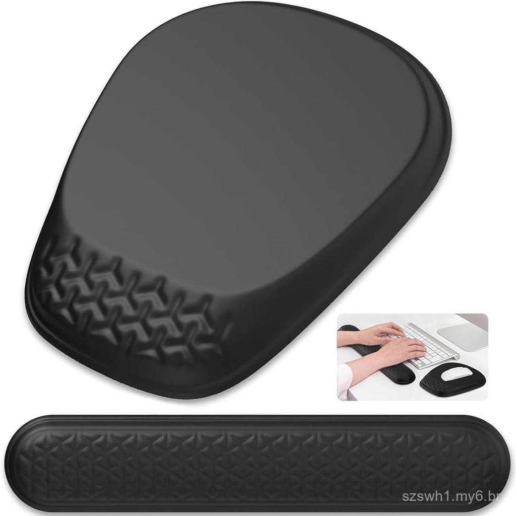 Conjunto de apoio de pulso em espuma de memória para conforto humano e mouse pad, teclado azul para alívio da dor, adequ