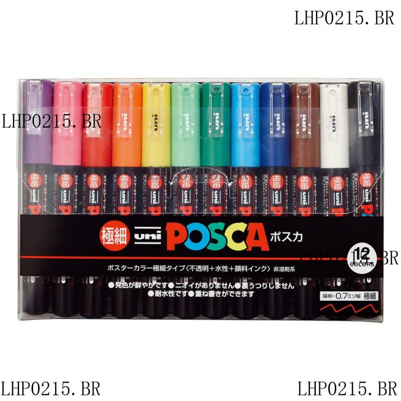 Uni-Ball POSCA Marcador/Caneta De Sinalização Conjunto De 12 Cores Com Ponta Extrafina PC-1M 12C st506 [Direto Do Japão]
