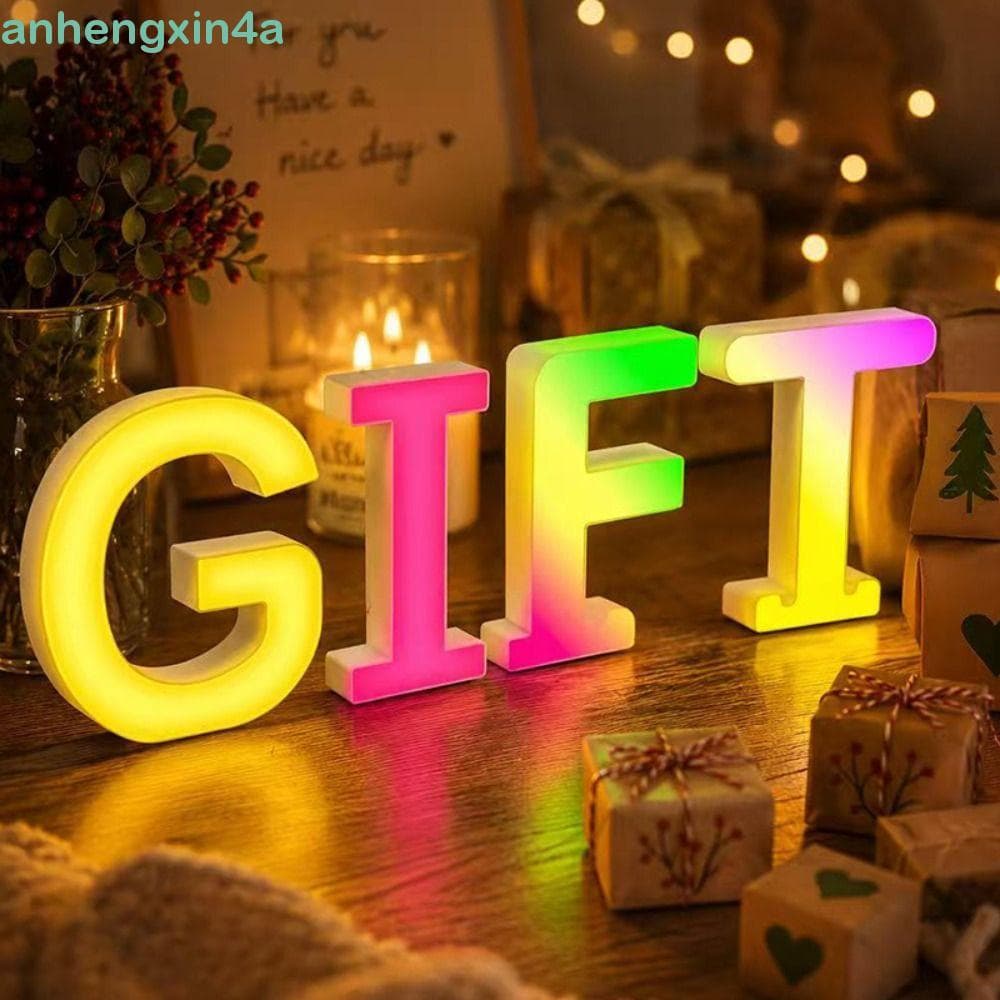 ANHENGXIN LED Letras Luz , Letra De Nome Do Alfabeto Inteligente , Jogo De Lâmpada Decorativa De Plástico Com Número USB
